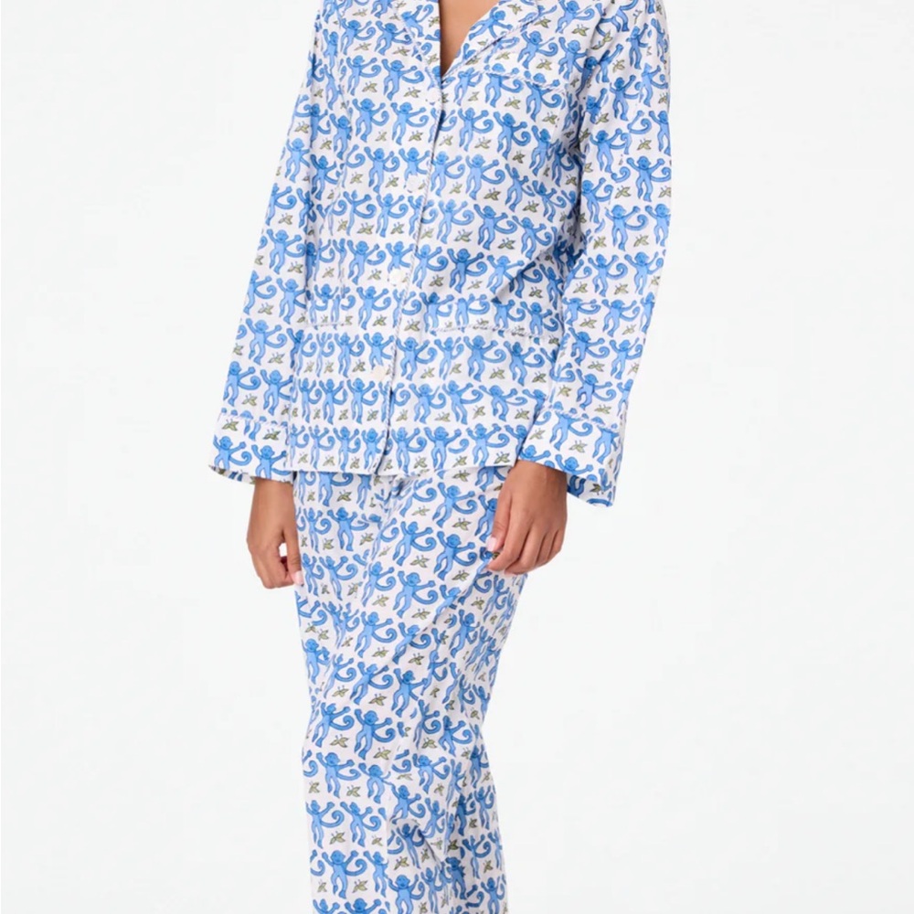 Blue Floral Pajama Set